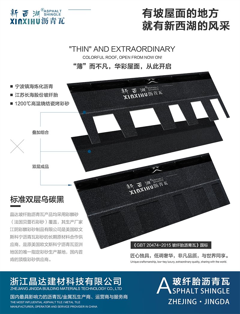 標準雙層烏碳黑瀝青瓦分層解析 標準雙層烏碳黑瀝青瓦分層解析